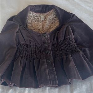 Elevenses Purple Peplum Velvet Jacket